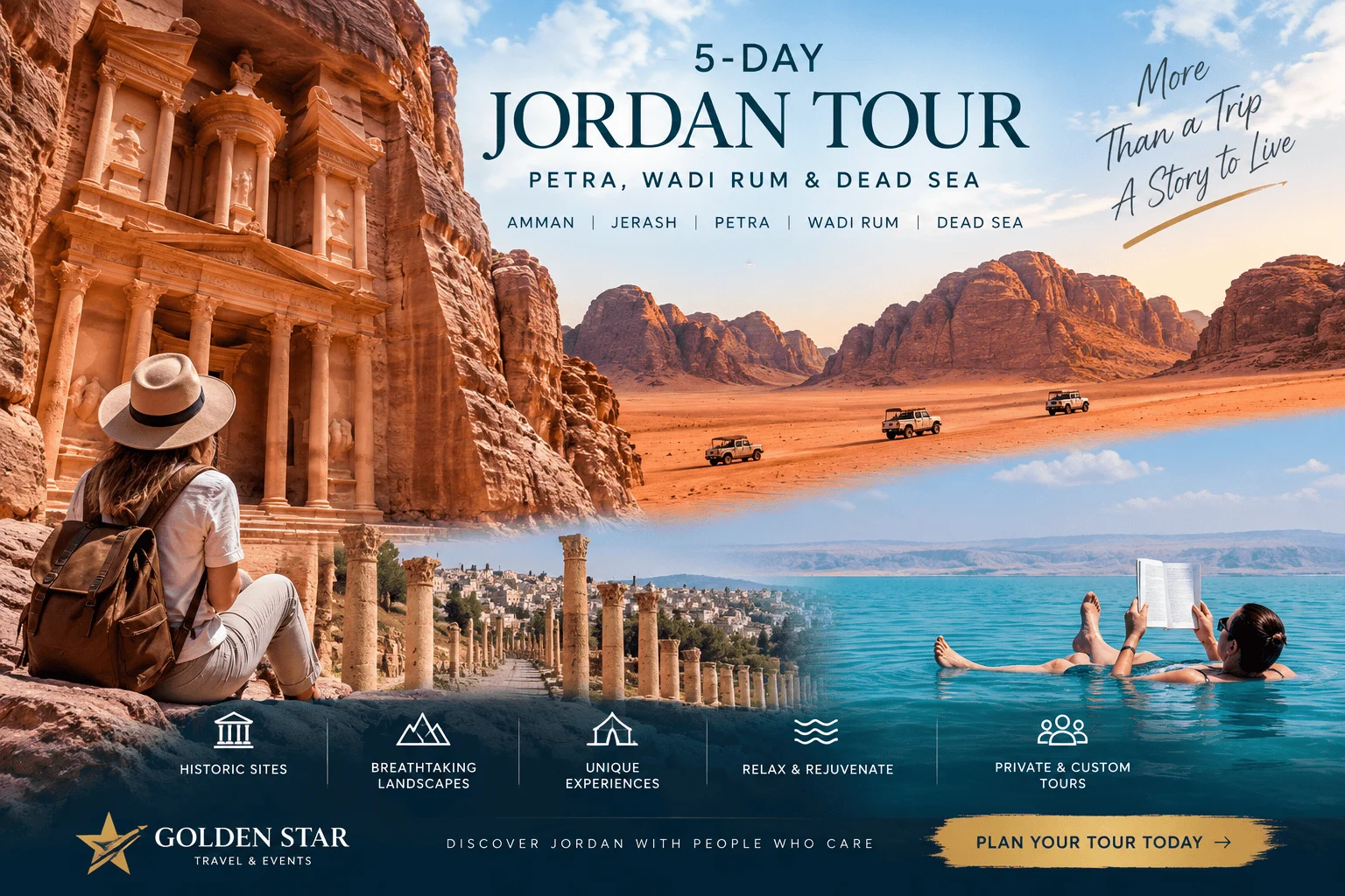 5-day Jordan tour to Petra, Wadi Rum and the Dead Sea